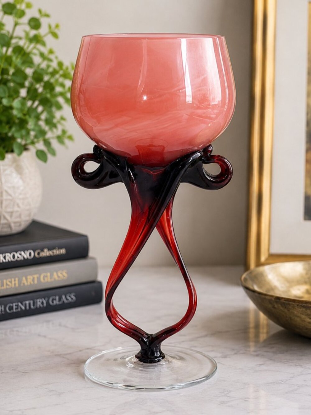 Vintage Jozefina Krosno "Jellyfish" (or "Octopus") hand-blown art